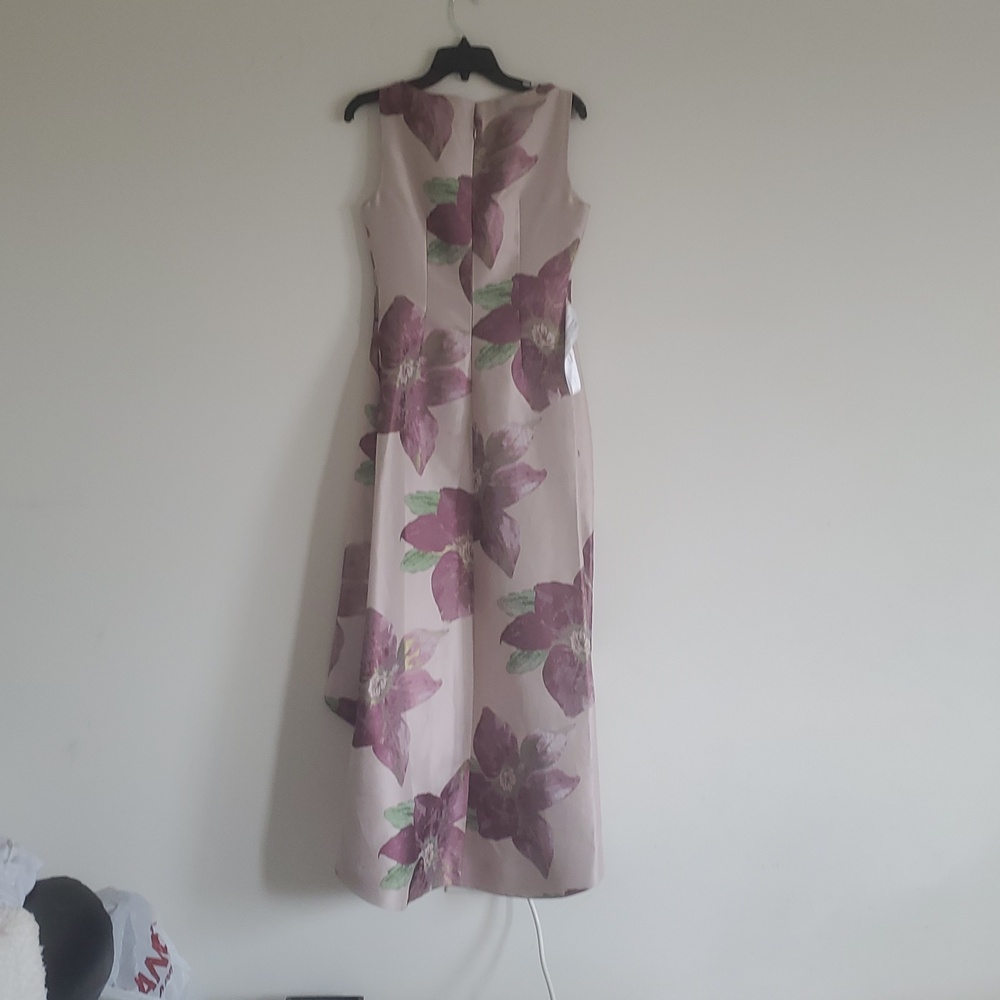 NWUT KAY  UNGER NEW YORK PALMER FLORAL JACQUARD HI-LOW GOWN - Picture 9 of 15